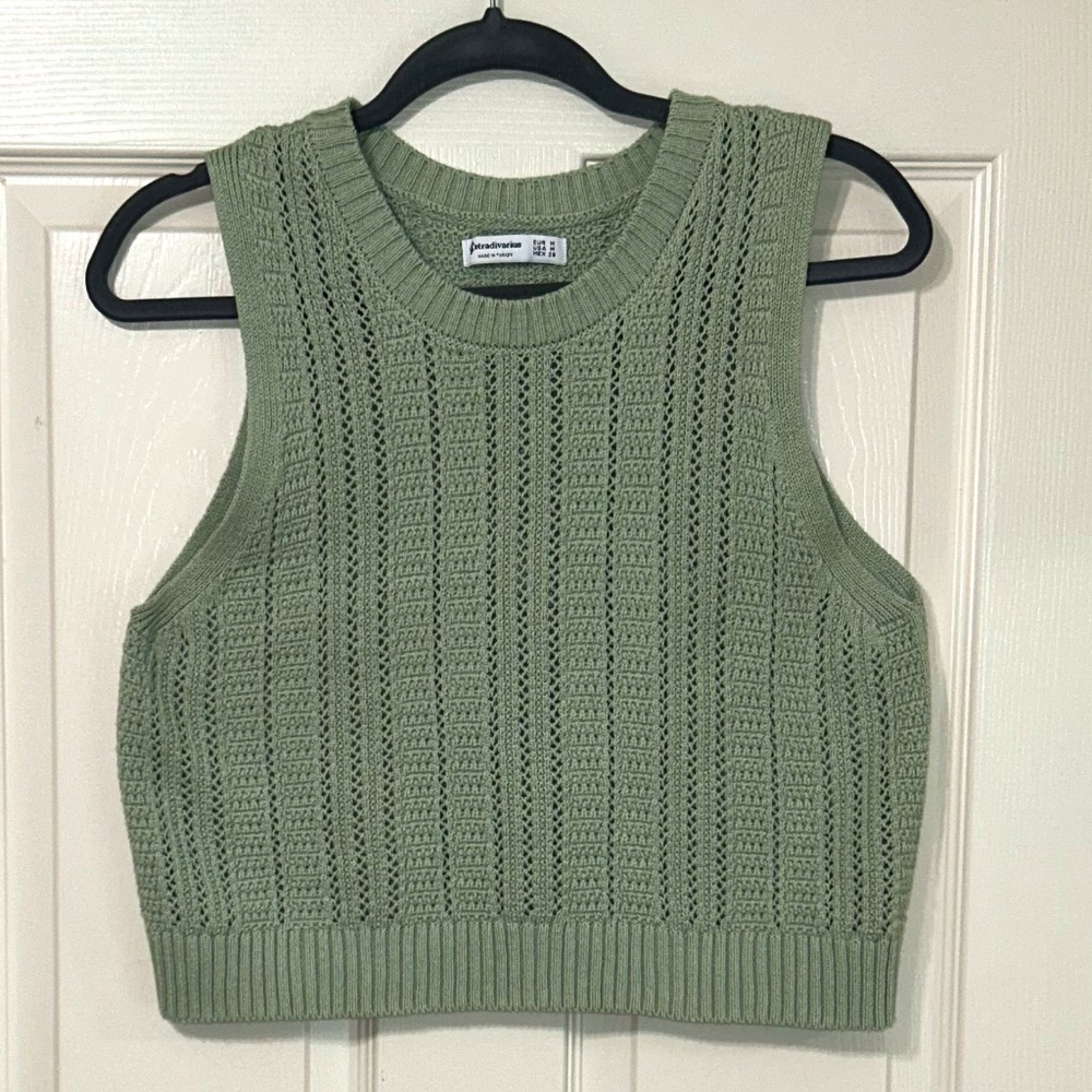 Stradivarius Kint Sage Green Sweater Vest